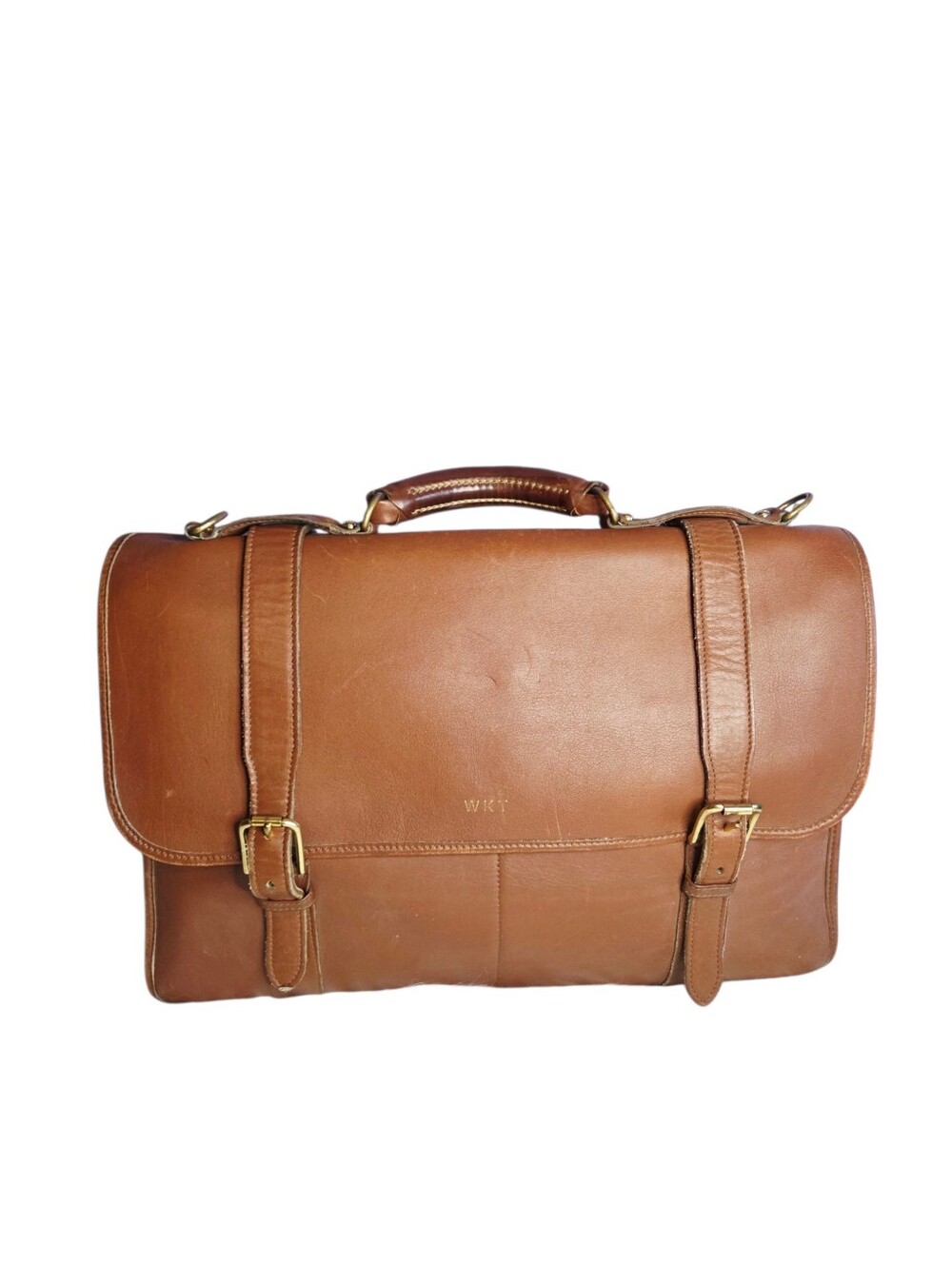 Jack GEORGES Brown Leather Briefcase Satchel - Classic Professional Bag